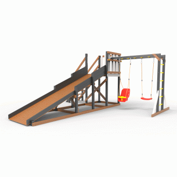 Детская площадка - деревянная горка Пикник «Зима №2» Ультра  с рукоходом