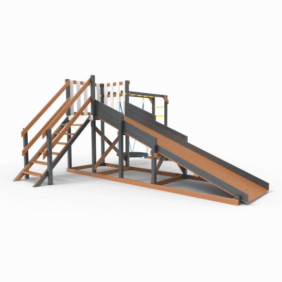 Детская площадка - деревянная горка Пикник «Зима №2» Ультра  с рукоходом и гнездом