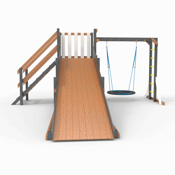 Детская площадка - деревянная горка Пикник «Зима №2» Ультра  с рукоходом и гнездом