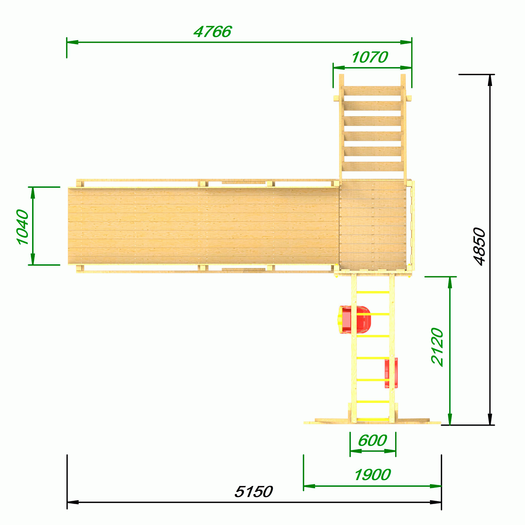 Детская площадка - деревянная горка Пикник «Зима №2» с рукоходом