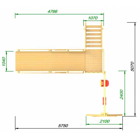 Детская площадка - деревянная горка Пикник «Зима №2» с качельной балкой