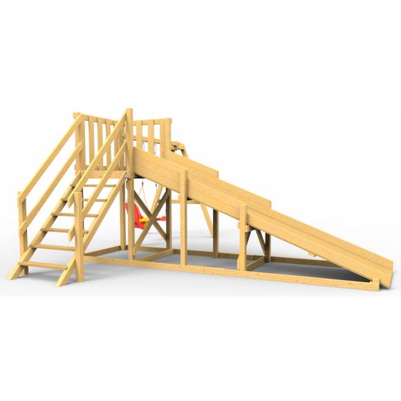 Детская площадка - деревянная горка Пикник «Зима №2» с качельной балкой