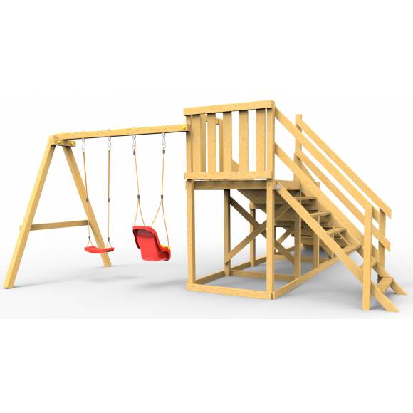 Детская площадка - деревянная горка Пикник «Зима №2» с качельной балкой