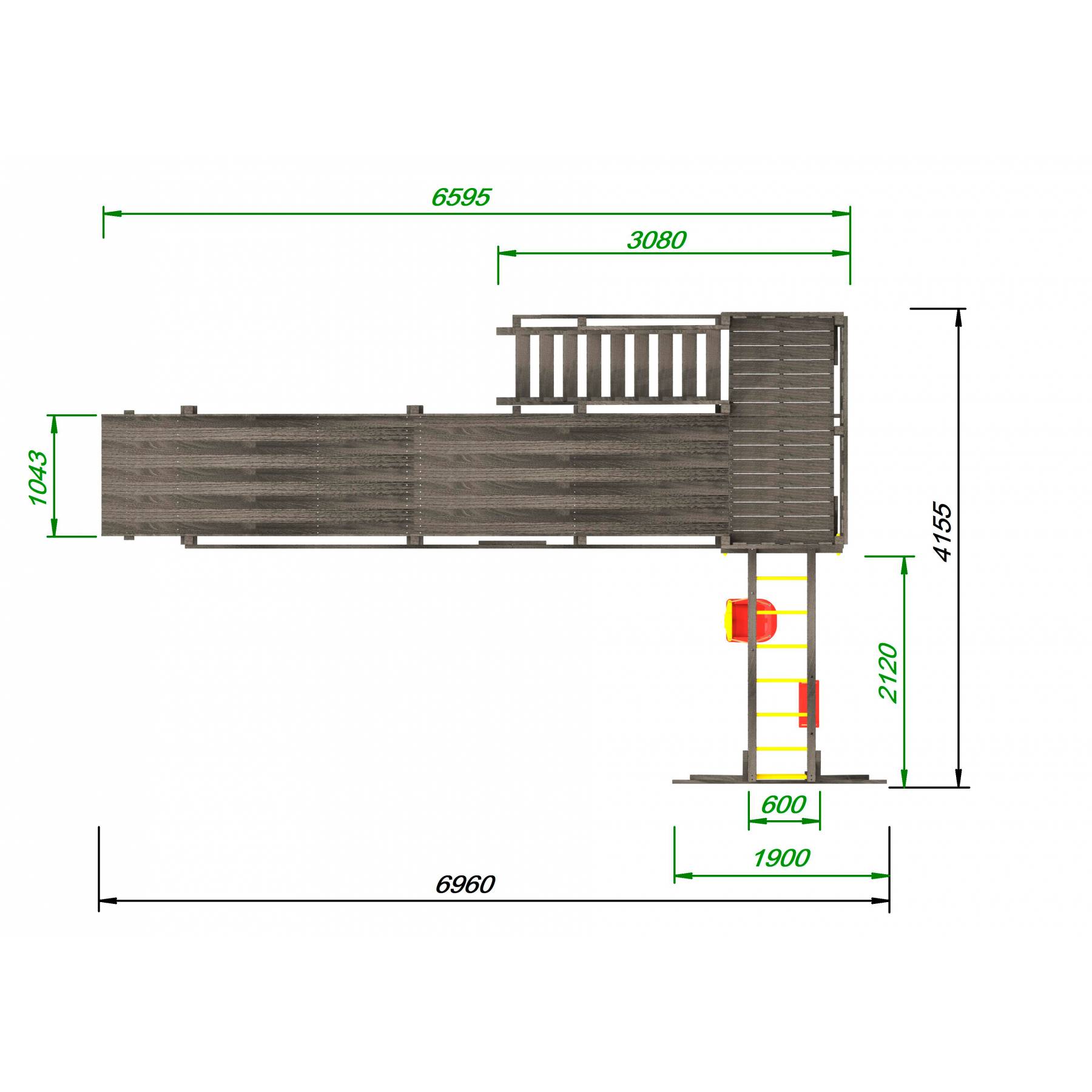 Детская площадка - деревянная горка Пикник «Зима №3» Black с рукоходом
