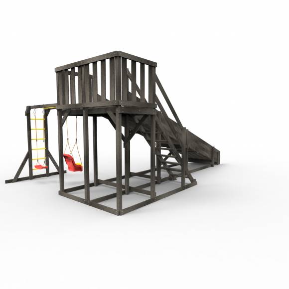 Детская площадка - деревянная горка Пикник «Зима №3» Black с рукоходом