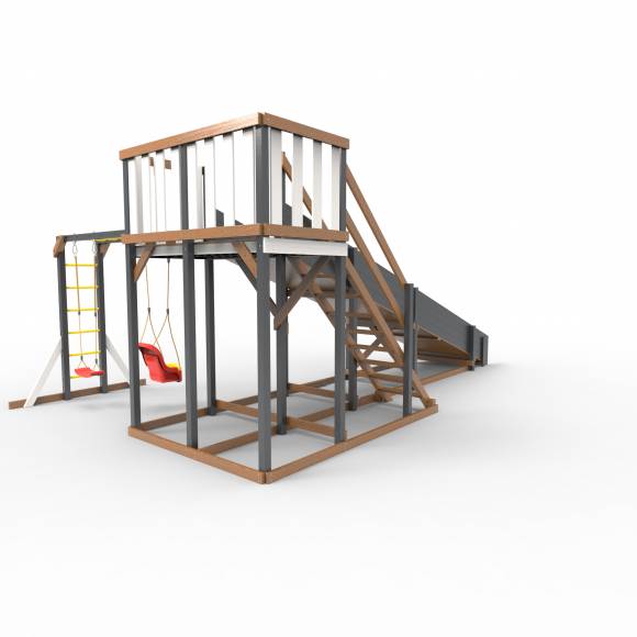 Детская площадка - деревянная горка Пикник «Зима №3» Ультра с рукоходом