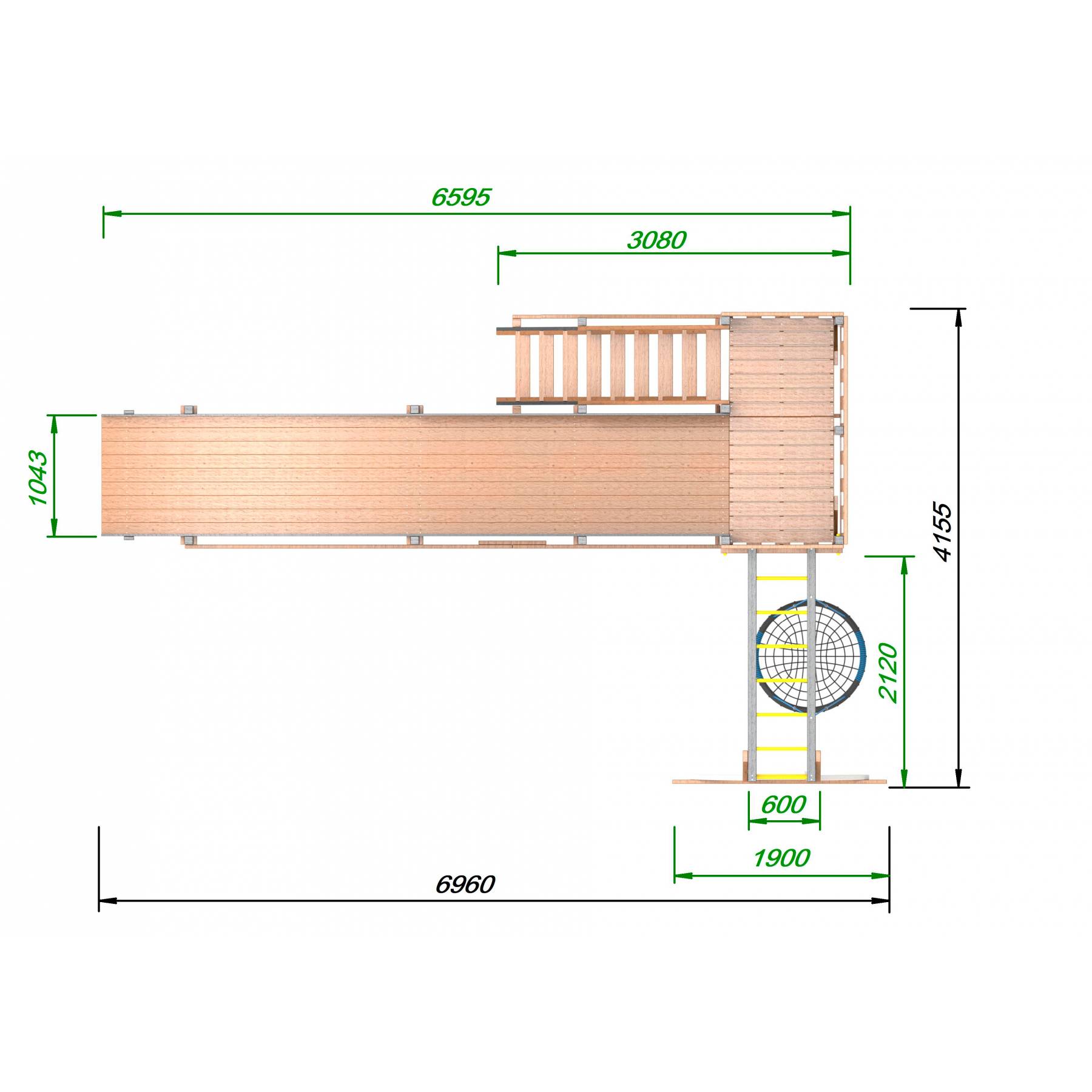 Детская площадка - деревянная горка Пикник «Зима №3» Ультра с рукоходом и гнездом