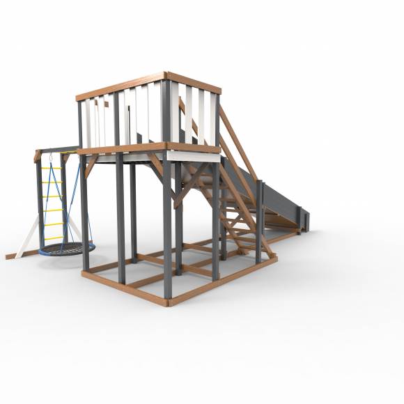 Детская площадка - деревянная горка Пикник «Зима №3» Ультра с рукоходом и гнездом