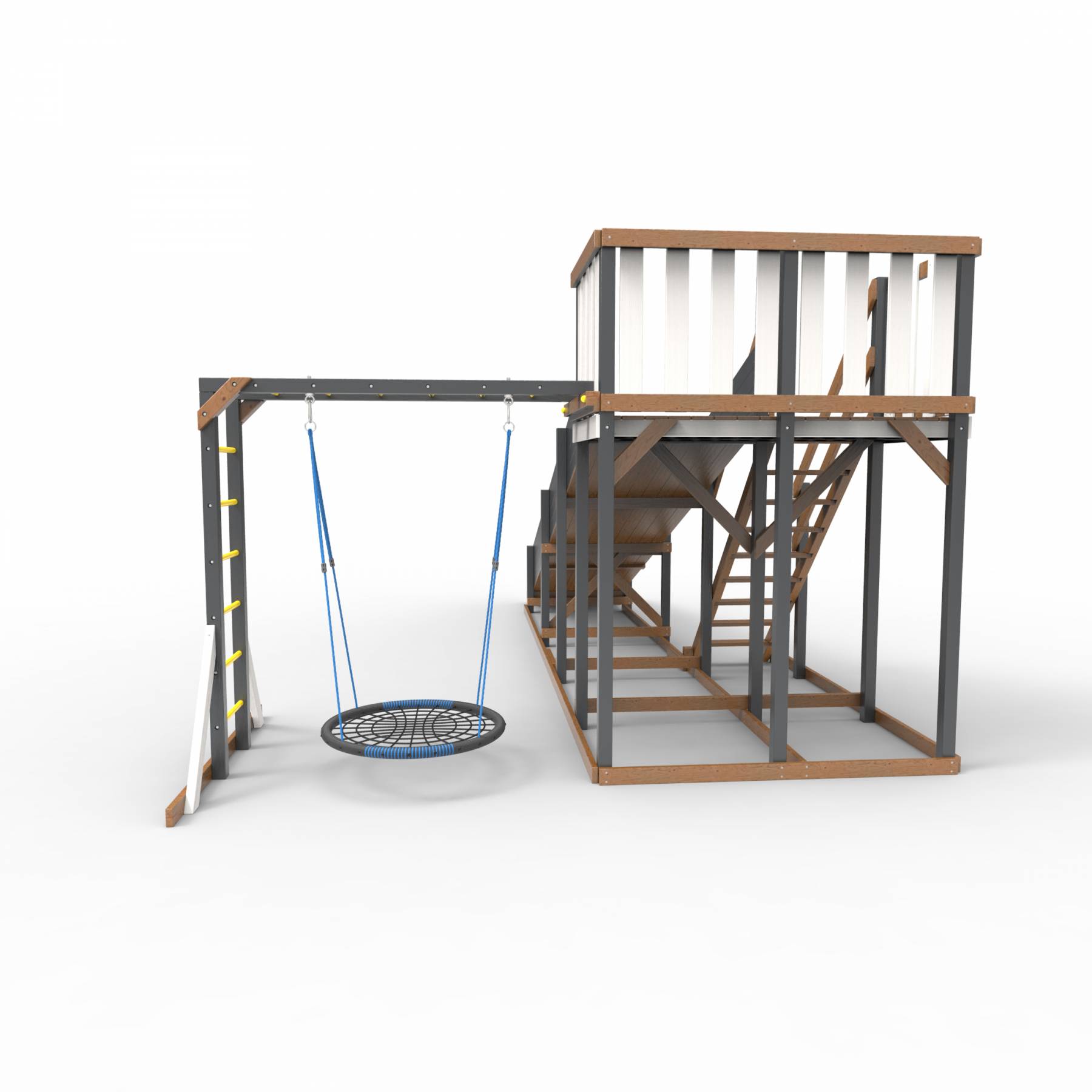 Детская площадка - деревянная горка Пикник «Зима №3» Ультра с рукоходом и гнездом