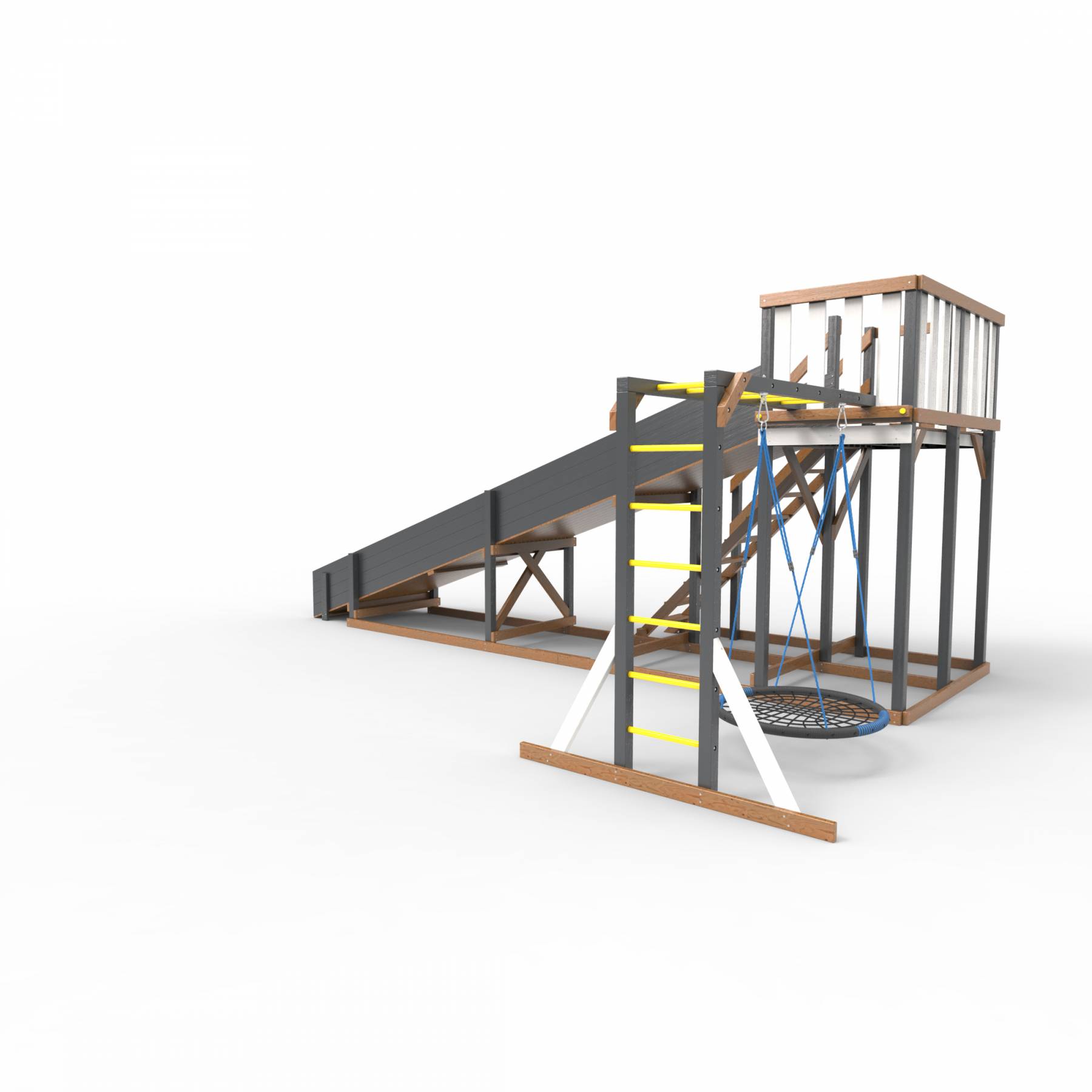 Детская площадка - деревянная горка Пикник «Зима №3» Ультра с рукоходом и гнездом