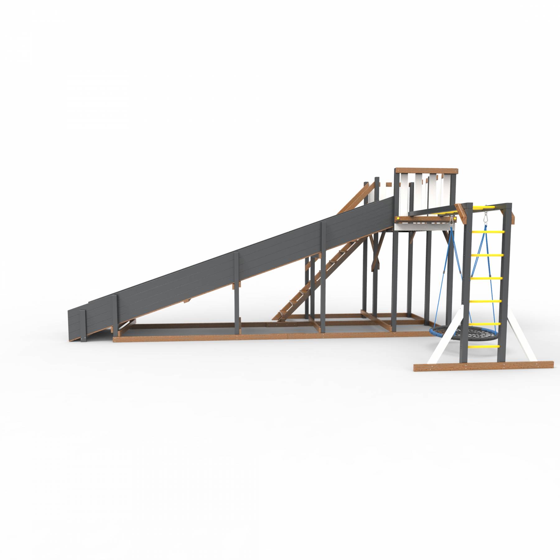 Детская площадка - деревянная горка Пикник «Зима №3» Ультра с рукоходом и гнездом