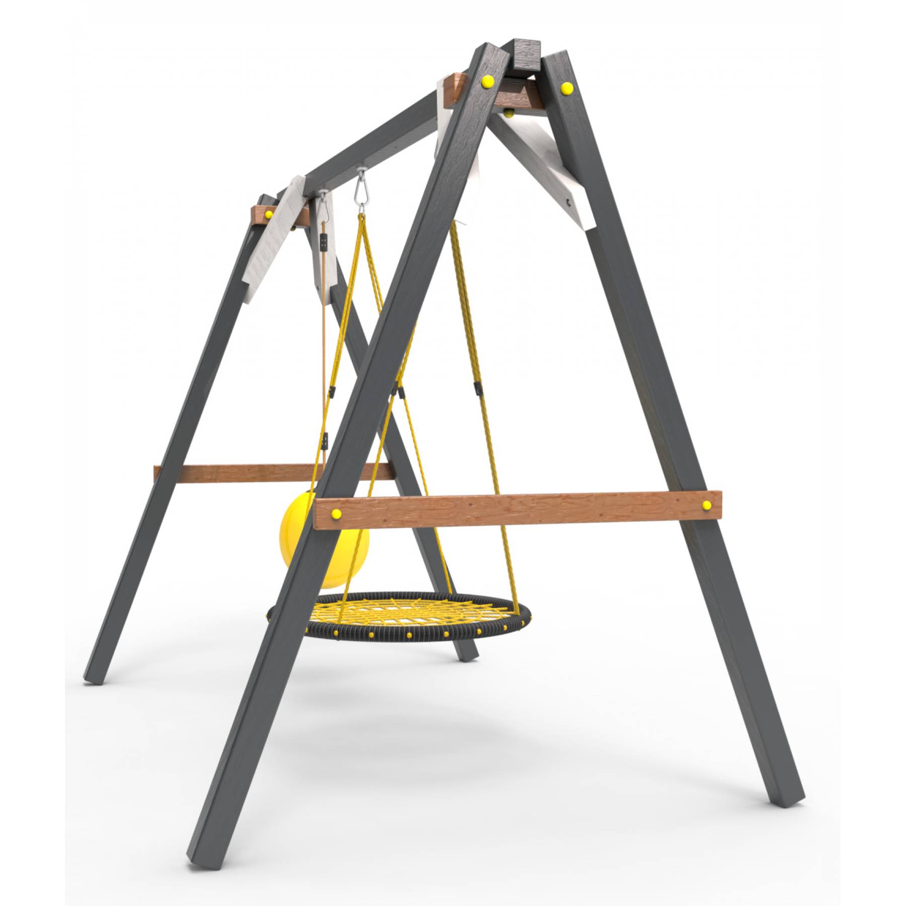 Деревянные качели Пикник 2 «Ультра» (качели гнездо 1м + качели шар)