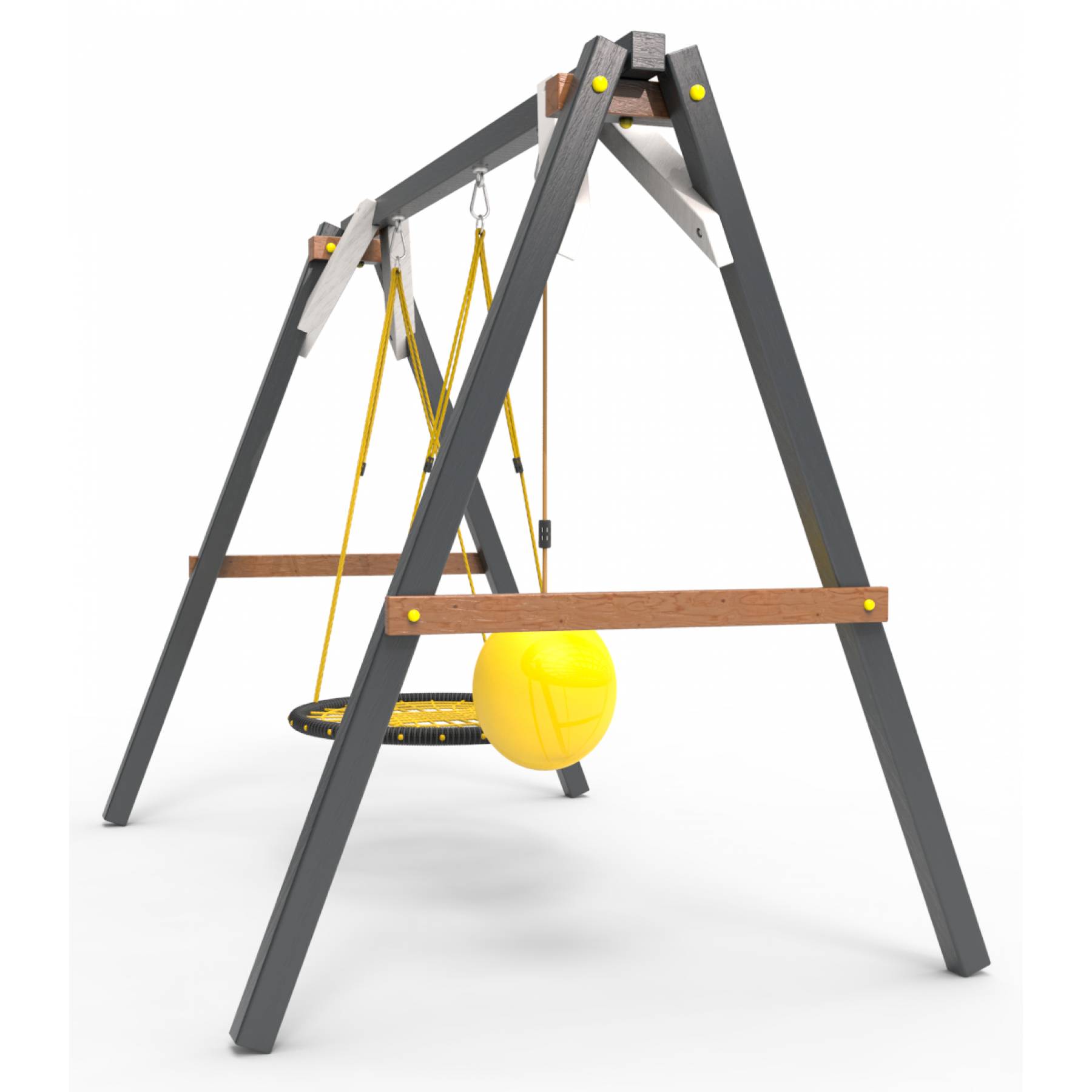 Деревянные качели Пикник 2 «Ультра» (качели гнездо 1м + качели шар)