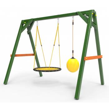 Деревянные качели Пикник 2 «Вега» (качели гнездо 1м + качели шар)