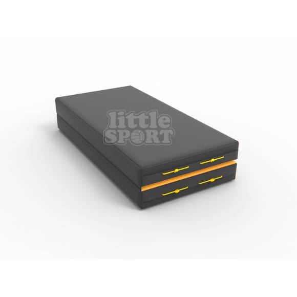 Мат кожзам (100х100х10см) складной в 2 сложения черный\желтый