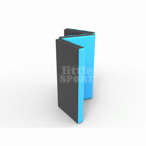 Мат кожзам (100х150х10см) складной в 3 сложения черный\голубой