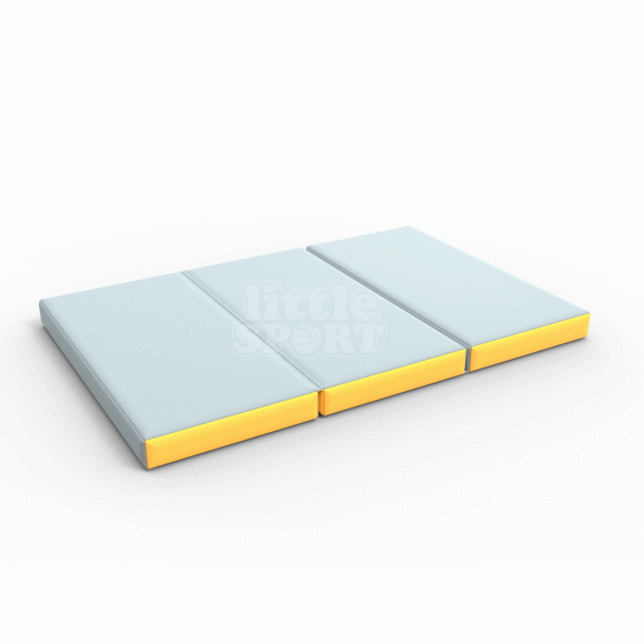 Мат кожзам (100х150х10см) складной в 3 сложения серый\желтый