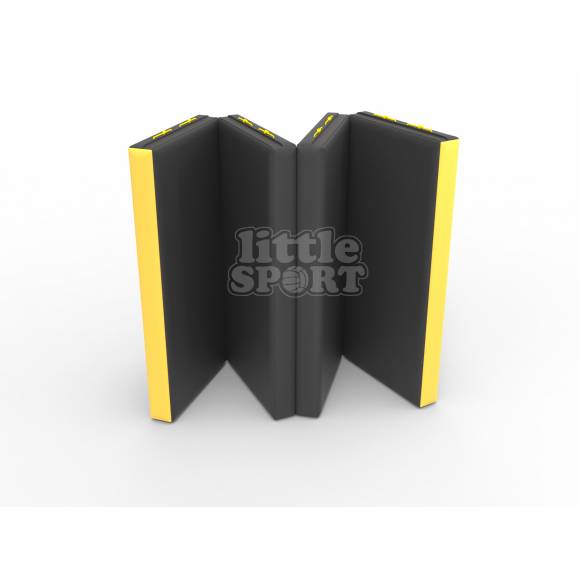 Мат кожзам (100х200х10см) складной в 4 сложения черный\желтый