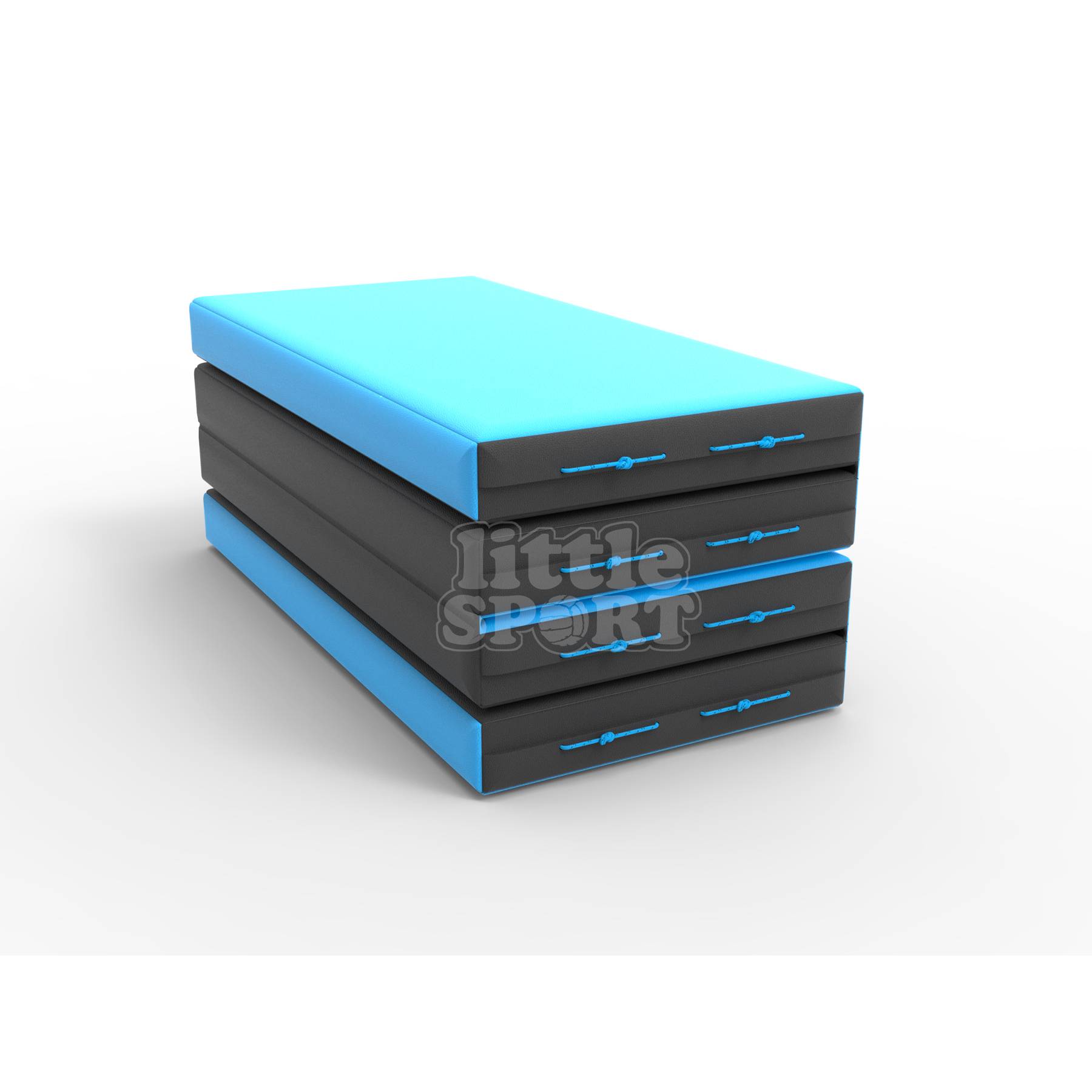 Мат кожзам (100х200х10см) складной в 4 сложения черный\голубой