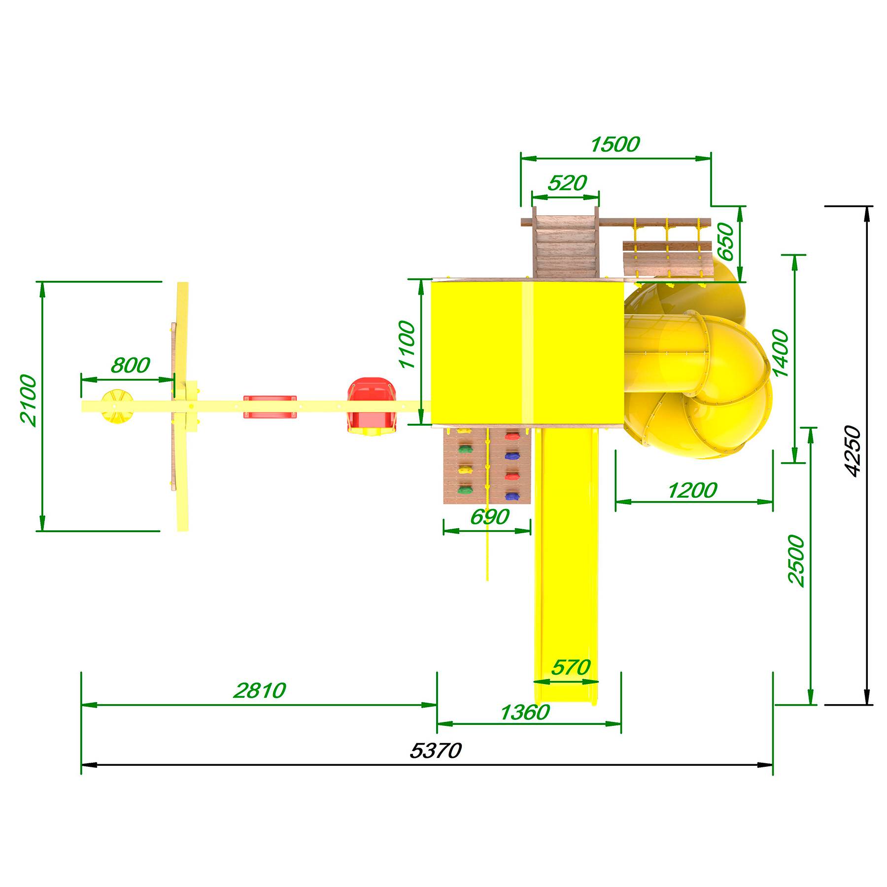 Детская площадка  Пикник «Элит» с винтовой трубой (желтый)