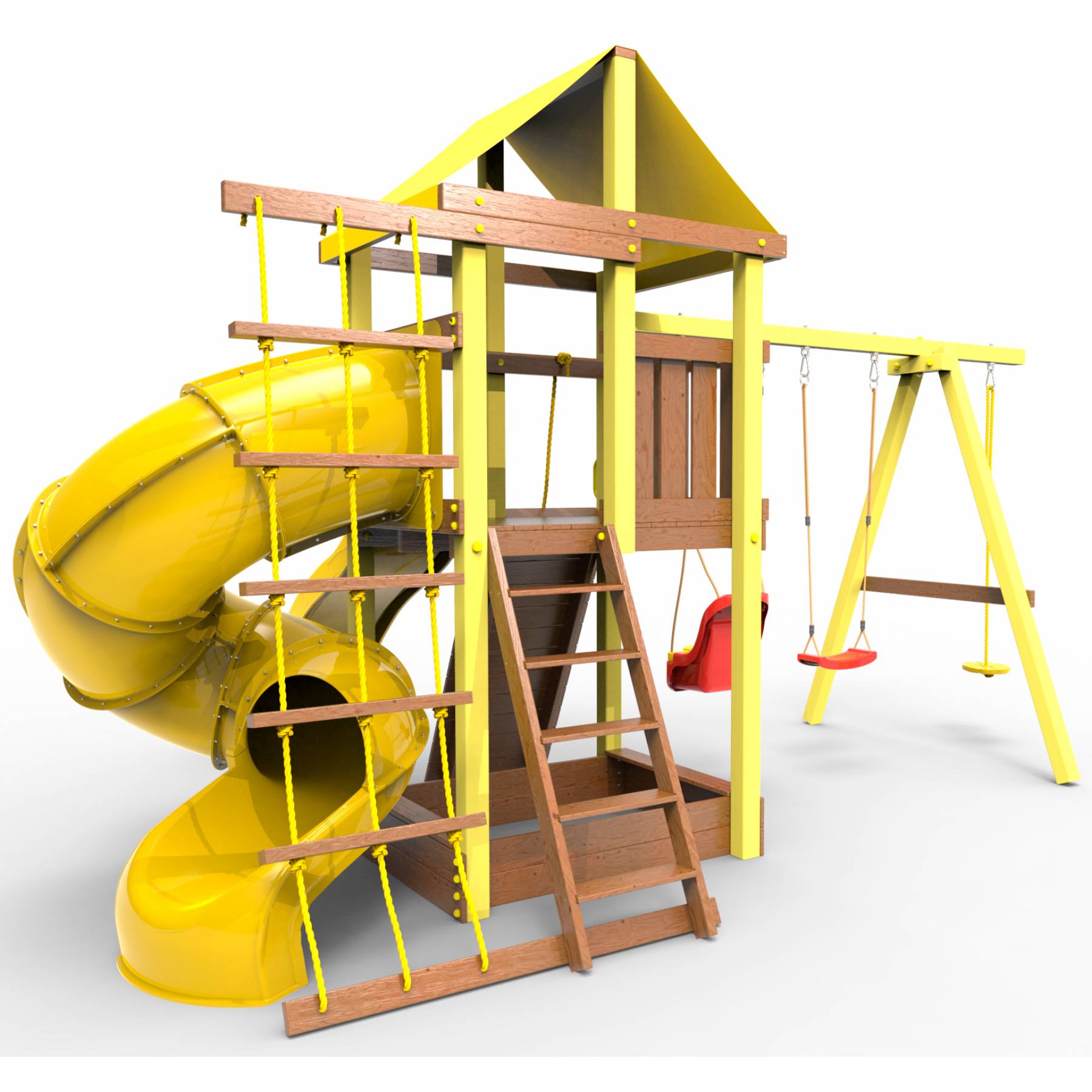 Детская площадка  Пикник «Элит» с винтовой трубой (желтый)