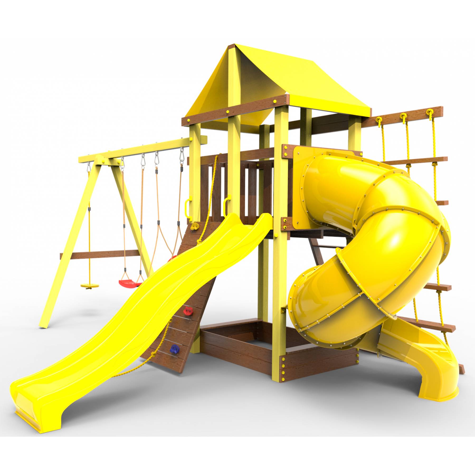 Детская площадка  Пикник «Элит» с винтовой трубой (желтый)