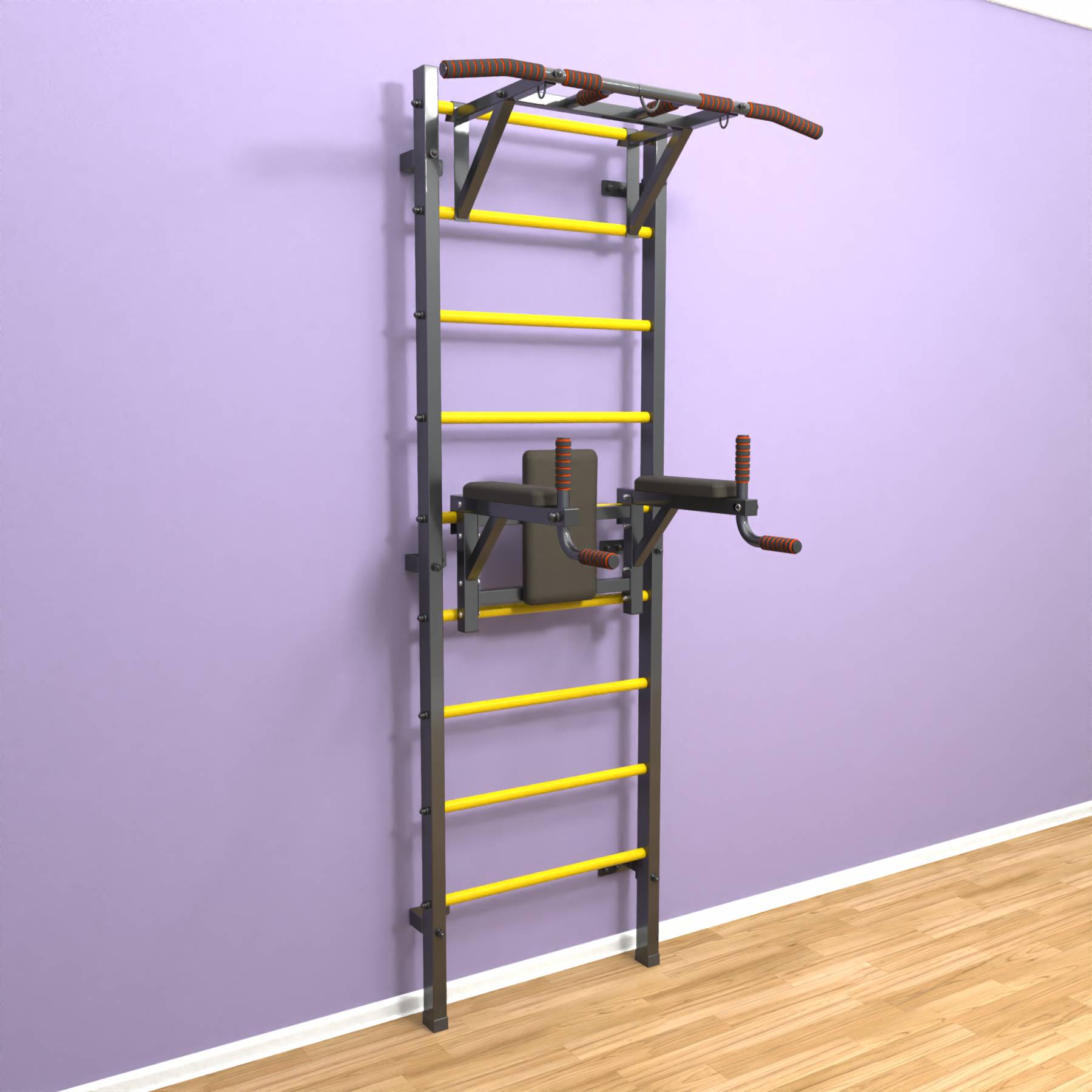 Шведская стенка «LittleSport» Graphite Pull-Up 2.0 желтые ступени