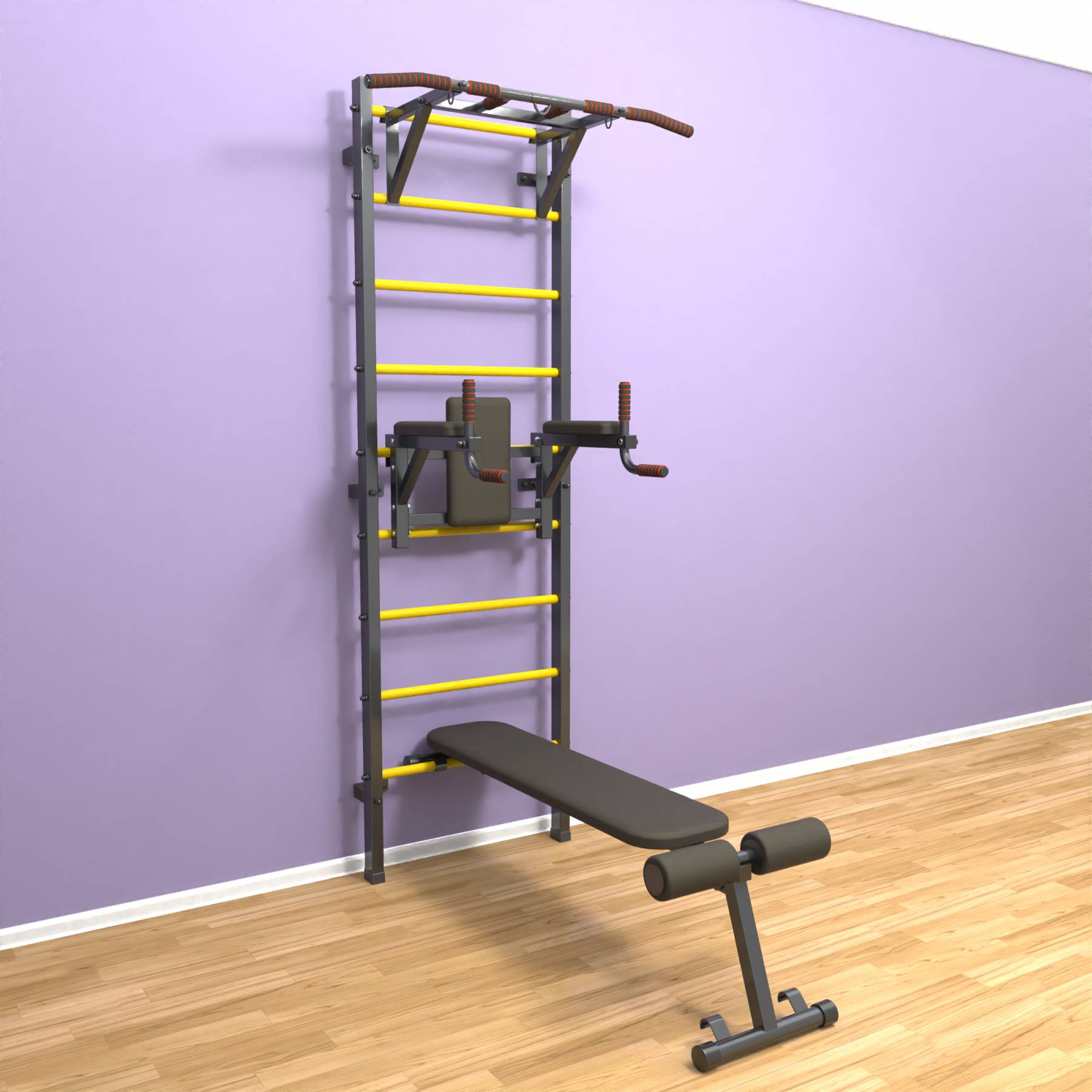 Шведская стенка «LittleSport» Graphite Pull-Up 3.0 желтые ступени