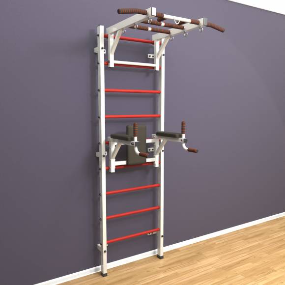 Шведская стенка «LittleSport» White Long 2.0 красные ступени