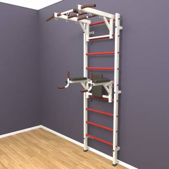 Шведская стенка «LittleSport» Л 2.0 Белый красные ступени