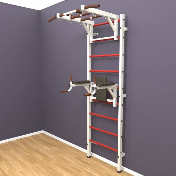 Шведская стенка «LittleSport» White Long 2.0 красные ступени