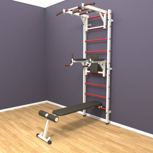 Шведская стенка «LittleSport» White Long 3.0 красные ступени