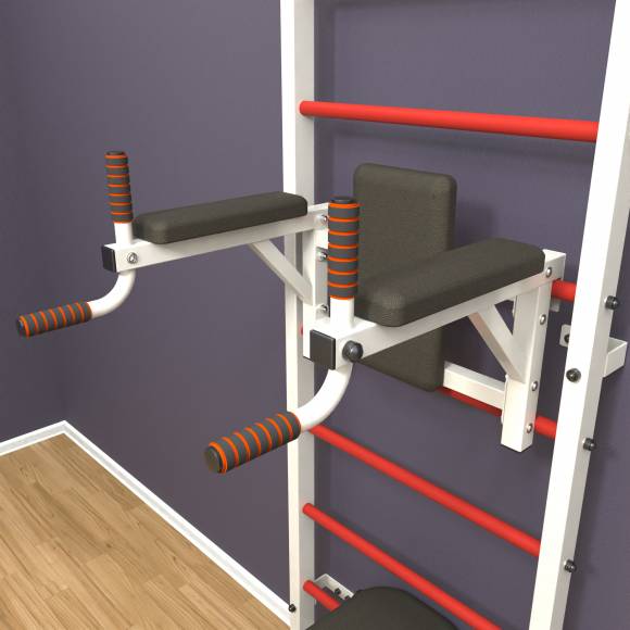 Шведская стенка «LittleSport» White Pull-Up 3.0 красные ступени