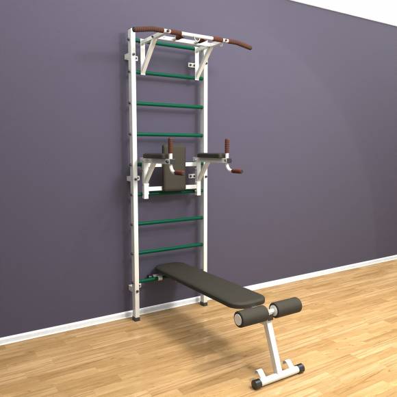 Шведская стенка «LittleSport» White Pull-Up 3.0 зеленые ступени