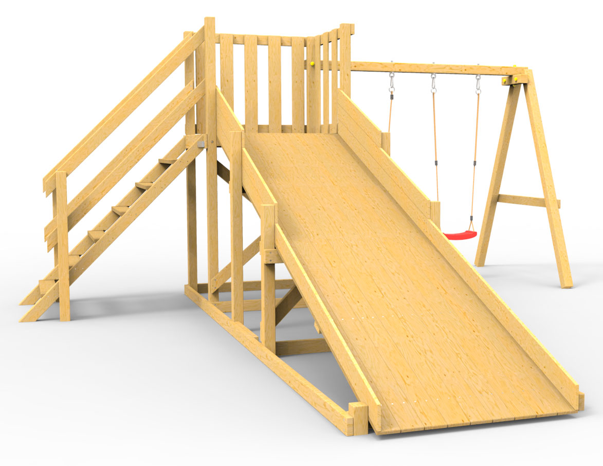 Детская площадка - деревянная горка Пикник «Зима №2» с качельной балкой