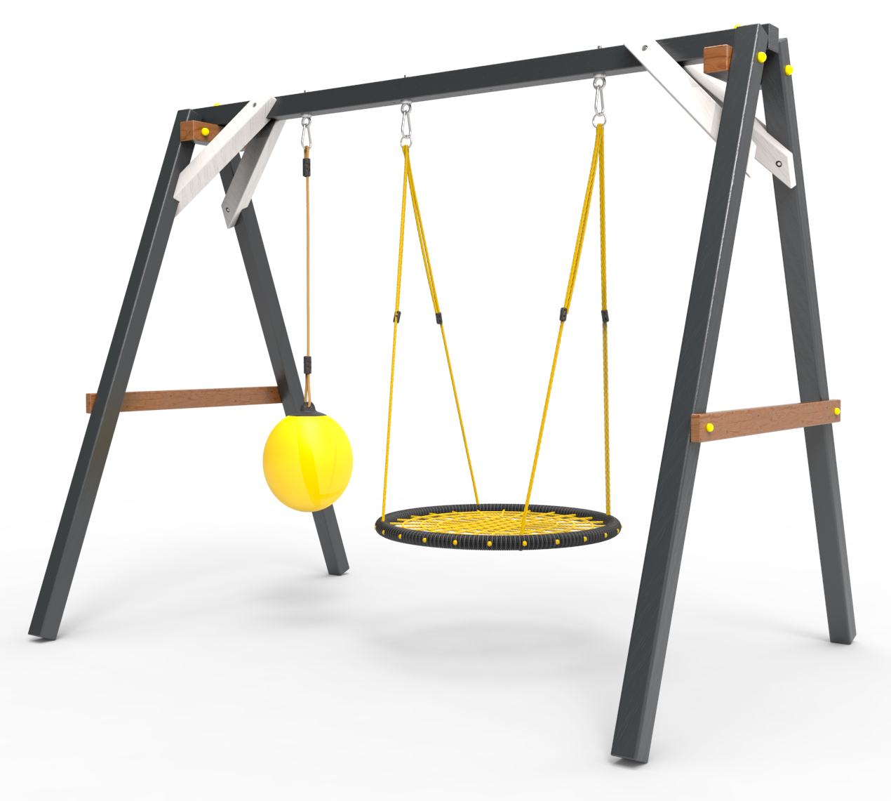 Деревянные качели Пикник 2 «Ультра» (качели гнездо 1м + качели шар)
