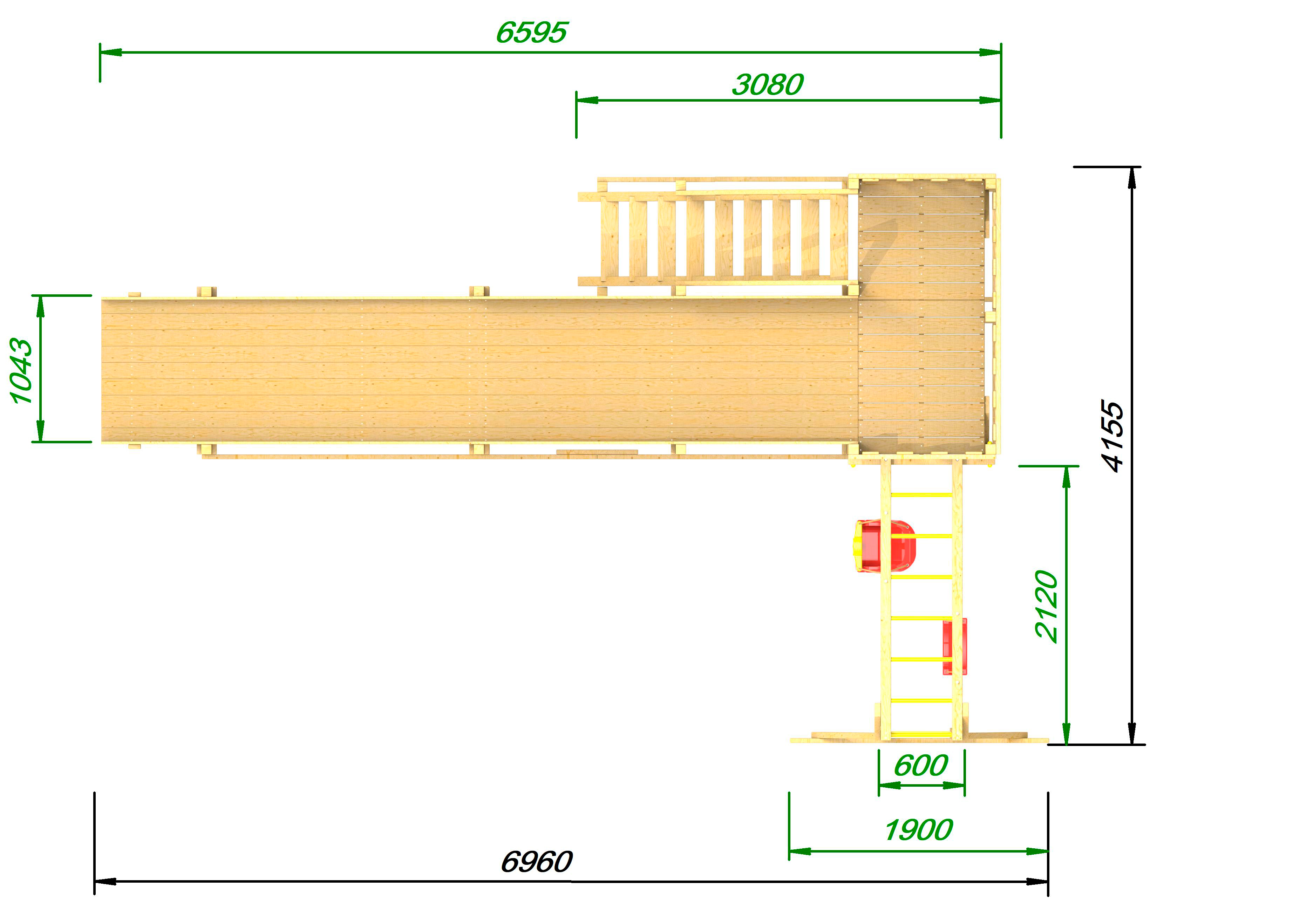 Детская площадка - деревянная горка Пикник «Зима №3» с рукоходом